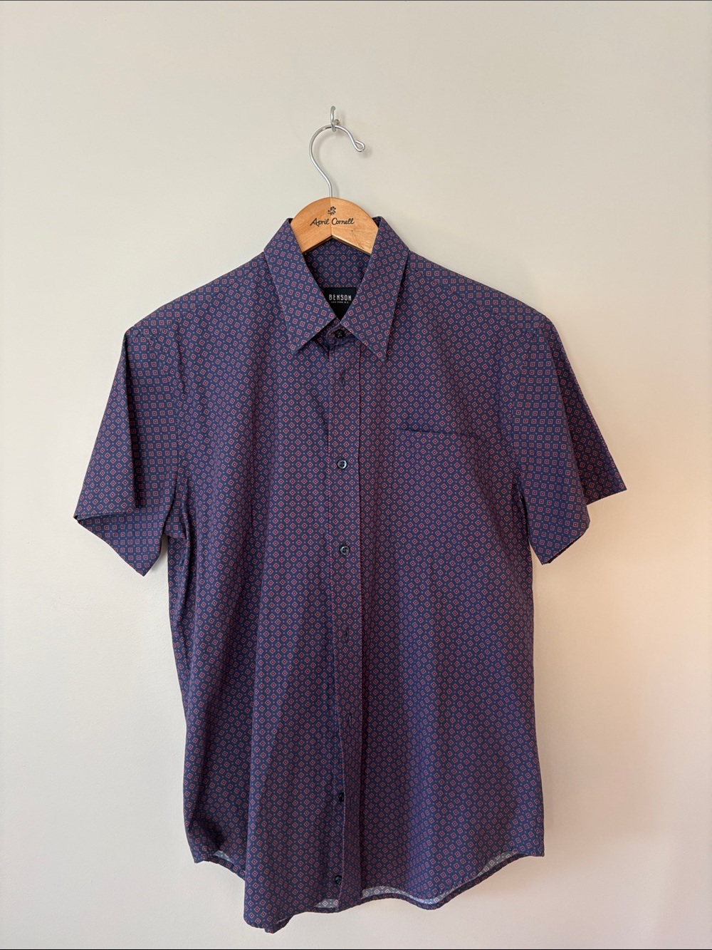 New Brixton Short Sleeve Button-Down Shirt in Purple Geometric